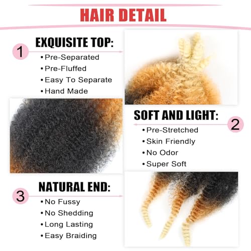 Springy Afro Twist Hair 6 Inch 7 Packs Pre-Fluffed Marley Hair