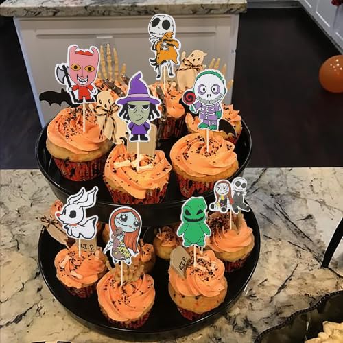 Halloween Skull Ghost Cupcake Toppers Set of 5 - Scary Party Decorations