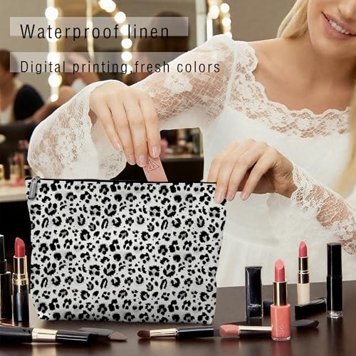 Leopard Makeup Bag for Women Preppy Cosmetic Pouch Travel Organizer