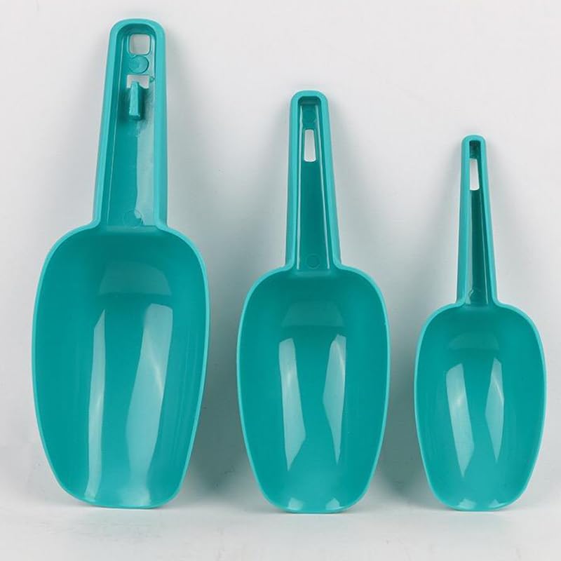 AZOFIA Set of 3 Blue Ice Scoops - Durable Plastic Kitchen Utensils