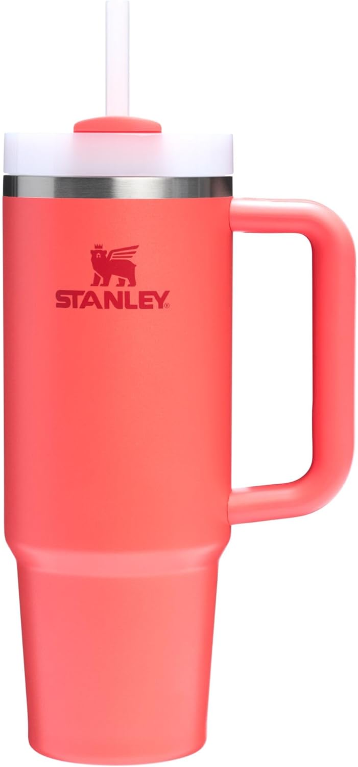 Stanley Quencher H2.0 Tumbler - 30 oz Insulated Stainless Steel Cup with Handle & Straw | BPA-Free | Hot Coral