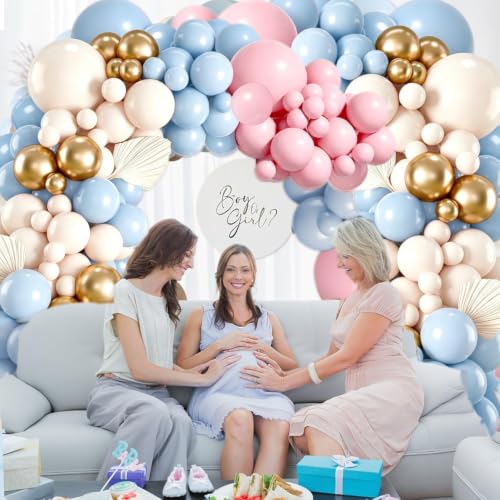 Gender Reveal Balloon Arch Kit - Blue Pink Gold 134pcs