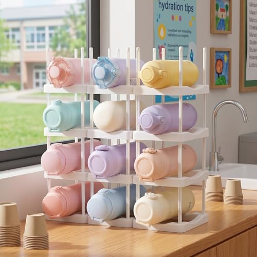 Reallnaive Water Bottle Organizer for 12 Bottles - Stackable ABS Rack