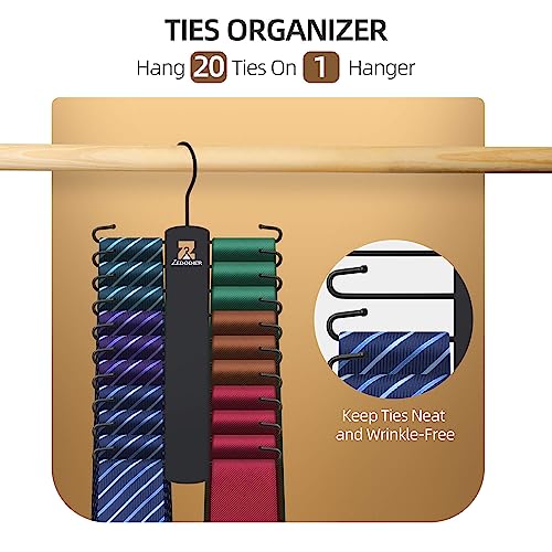 ZEDODIER 2-Pack Tie Hanger Set - Space-Saving Necktie Organizer