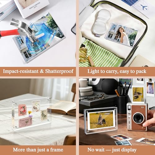 4x6 Double Sided Magnetic Acrylic Picture Frame - Clear Desktop Display