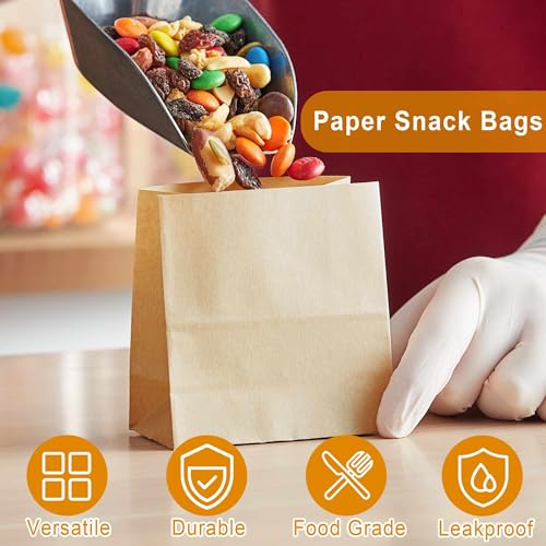 Likpikin Small Brown Kraft Paper Bags - 50 Pack Greaseproof Snack Wrappers