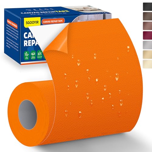 Canvas Repair Tape - 4" x 80" Waterproof Self-Adhesive Fabric Patch Kit for Tents, Boat Covers and Awnings