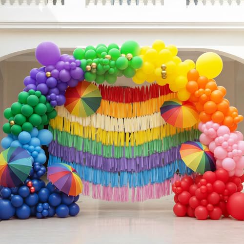 RUBFAC Rainbow Balloons 120pcs - 5 Inch Mini Latex Balloons for Birthday & Party Decor