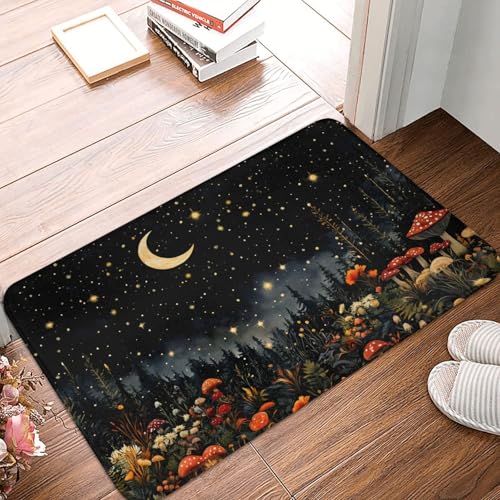 Mushroom Forest Bath Mat 16x24in, Non-Slip Absorbent Rug - Pattern 6
