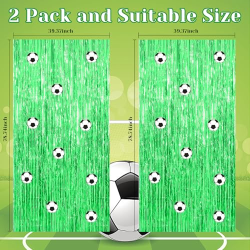 Lime Green Foil Fringe Curtains - 2 Pack, 3.3ft x 6.6ft Backdrop