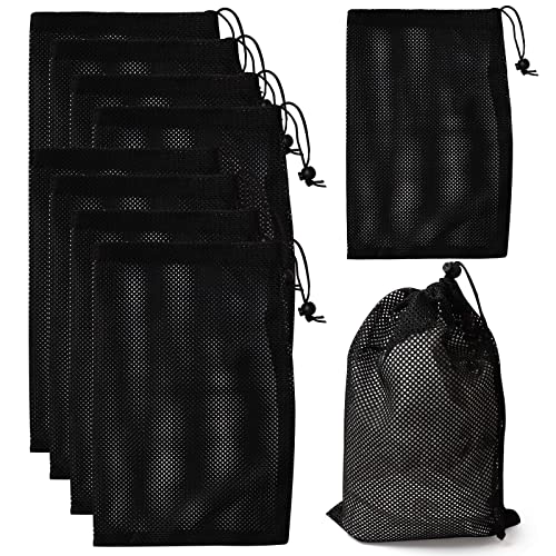 10-Pack Nylon Mesh Drawstring Bags, 8 x 11.4 Inch Travel Laundry Organizers