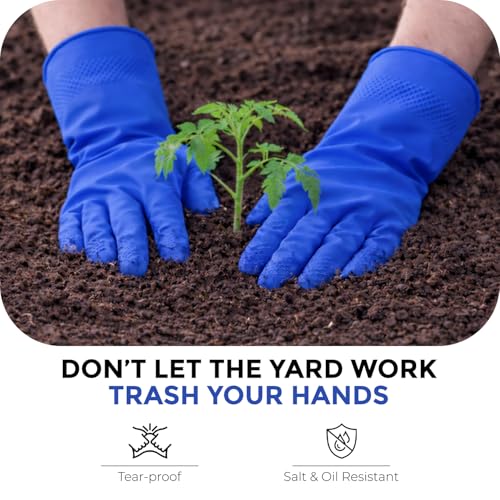 LADWA Reusable Dishwashing Gloves - Non-Slip, Waterproof, Blue (Pack of 1)
