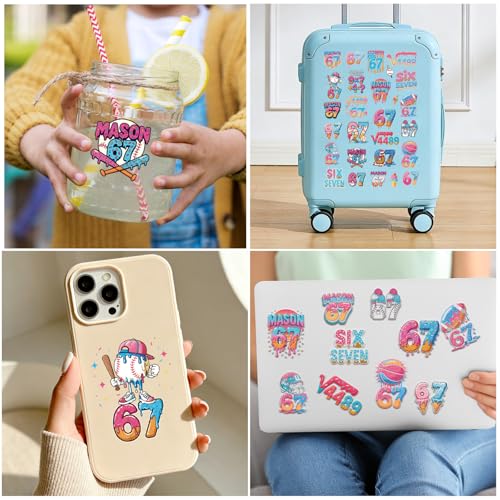 INCOK 67 Ice Cream Drip Temporary Tattoos - 8 Sheets Colorful Baseball Party Favors