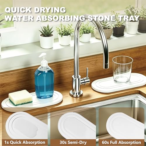 Quick Dry Diatomite Sink Tray - 2PCS Natural Absorbent Organizer