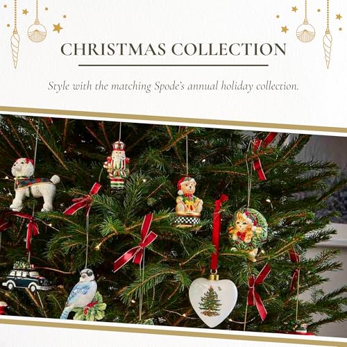 Spode Teddy Bear on a Drum Ornament - Dolomite Holiday Decor with Classic Design - Christmas Ornament for Tree, Wreath, Mantel, Seasonal Display - Unique Festive Decoration