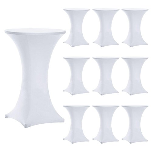Tina's 10 Pack 32x43 Inch Highboy Spandex Cocktail Table Covers White, Cocktail Table Tablecloth, Fitted Stretch Cocktail Tablecloth for Round Tables (10PC 32X43 White)
