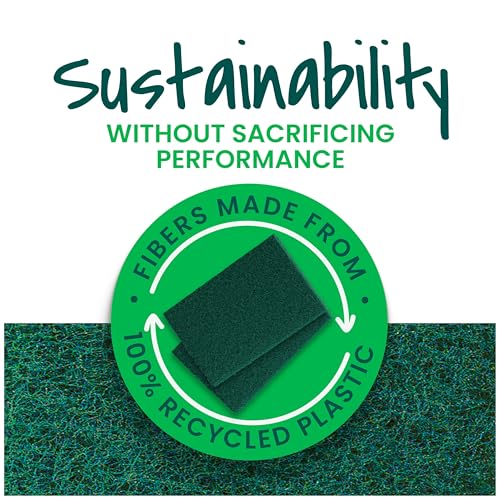 Scotch-Brite Heavy Duty Scouring Pad, Dish Scrubber for Kitchen + Outdoor, 8 Scrub Pads for Uncoated Pots and Pans, Cast Iron Cooktops, Grill Grates, Oven Racks, & BBQ, Durable, Long-Lasting