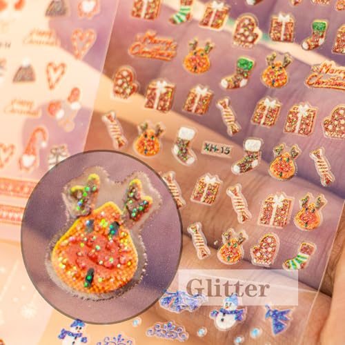 Christmas Snowflake Nail Decals - 30 Sheets 3D Self-Adhesive Winter Holiday Nail Art Stickers