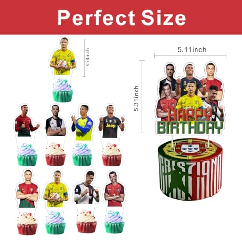 Soccer Cake Decorations - 25pcs Set with Cupcake Toppers & Cake Topper