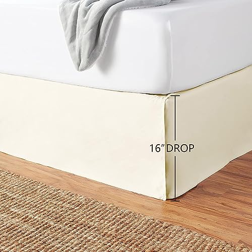 Amazon Basics Full Lightweight Pleated Bed Skirt - Beige, Machine Washable