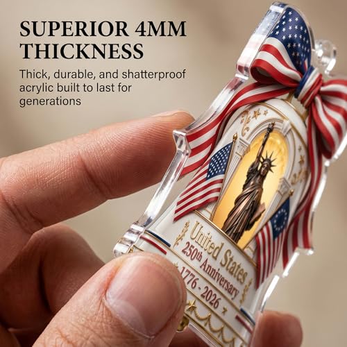 Patriotic 2026 Christmas Bell Ornament | Statue of Liberty Design