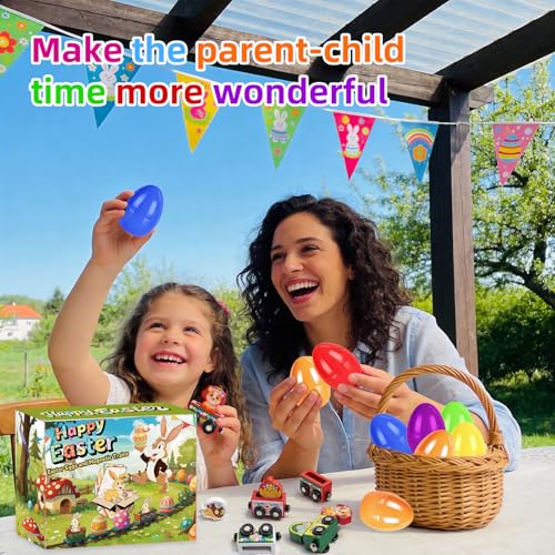 Magnetic Wooden Easter Train Toy for Toddlers - Green Animal & Egg Design