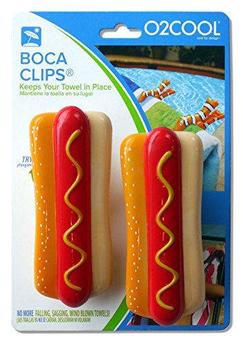 O2COOL Boca Beach Towel Clip – Hot Dog Design, Set of 2