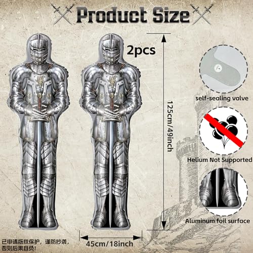 AFZMON 2Pcs Knight Balloons - Medieval Party Decorations
