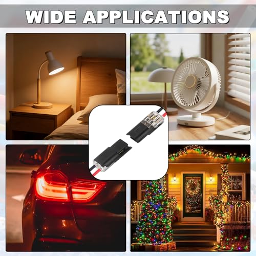50Pcs 2-Pin Double Wire Plug-In Connectors for LED Strips, No-Strip Quick Connect Terminals