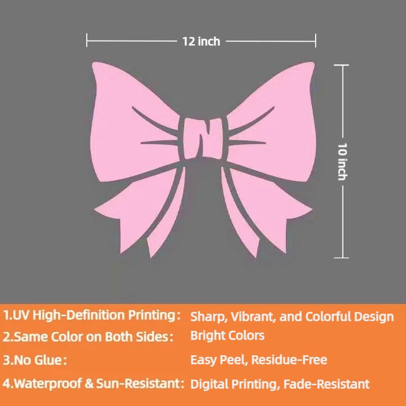 10" Pink Bow Toilet Decals - Cute Bathroom Decor for Girls