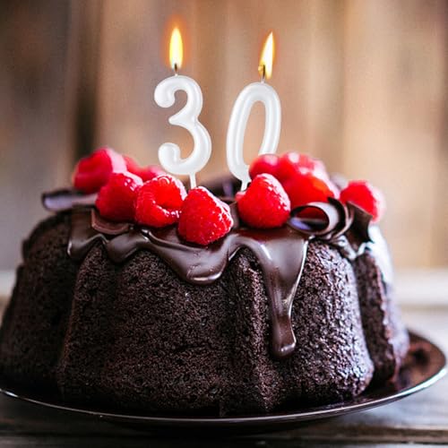 Pearl White Birthday Candles Set - Numeric Cake Decoration (10 pcs)
