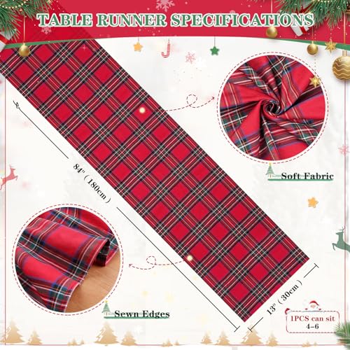Red Buffalo Plaid Christmas Table Runner 13x84 Inch - 6 Pack