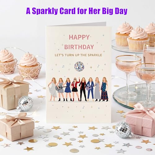 Retro Disco Birthday Card for Best Friend with Envelope and Sticker