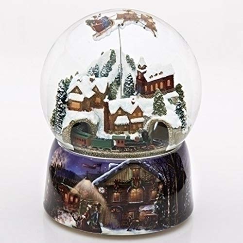 150mm Musical Snow Globe with Santa in Sleigh - Christmas Holiday Decor