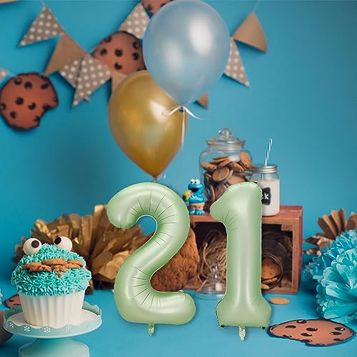 40 Inch Number 21 Olive Green Foil Balloon for Birthday Party Decorations