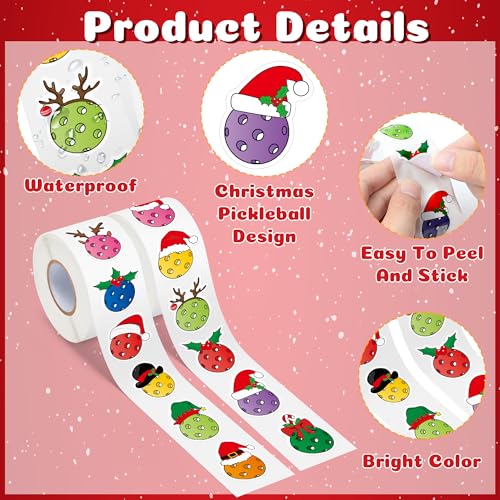 Haooryx Christmas Pickleball Stickers 1000 Pcs Bulk Waterproof Vinyl Decals