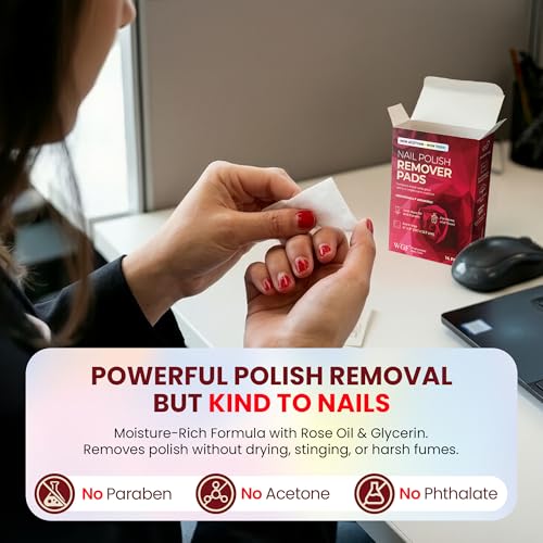 WGF Professional Non-Acetone Nail Polish Remover Pads, 14 Count Travel Wipes