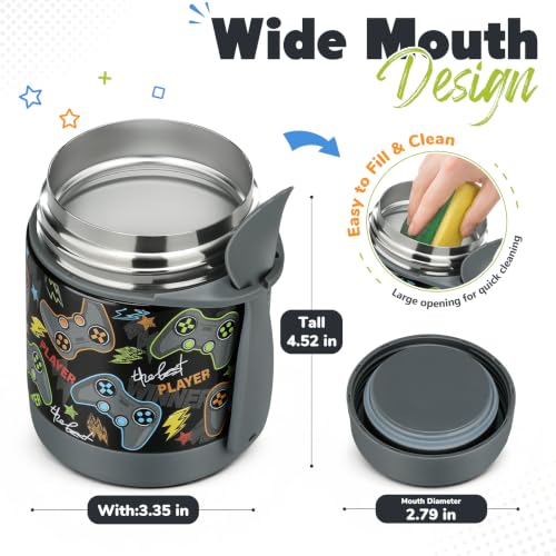 10oz Insulated Lunch Thermo Food Jar for Kids - Black Game Console