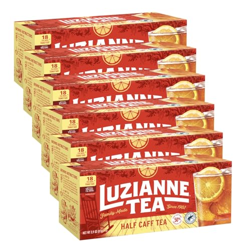 Luzianne Half Caff Iced Tea Bags, Family Size, 18ct (Pack of 6)