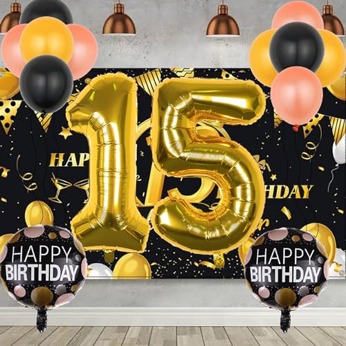 11th Birthday Decorations - 22 Pcs Gold Number Balloons Set