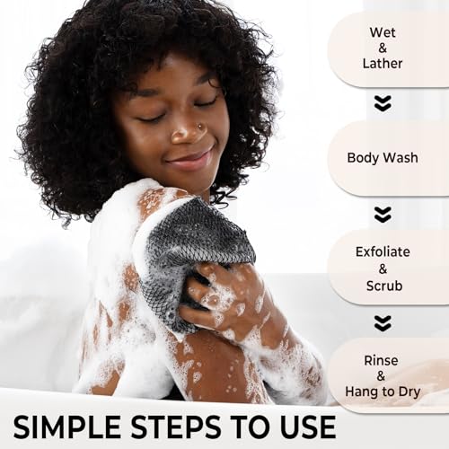 Authentic African Net Sponge Exfoliating Body Scrubber - Black