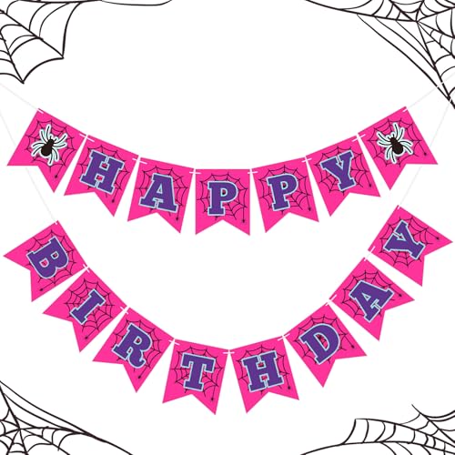 Spider Themed Happy Birthday Banner - Pre Strung Decoration