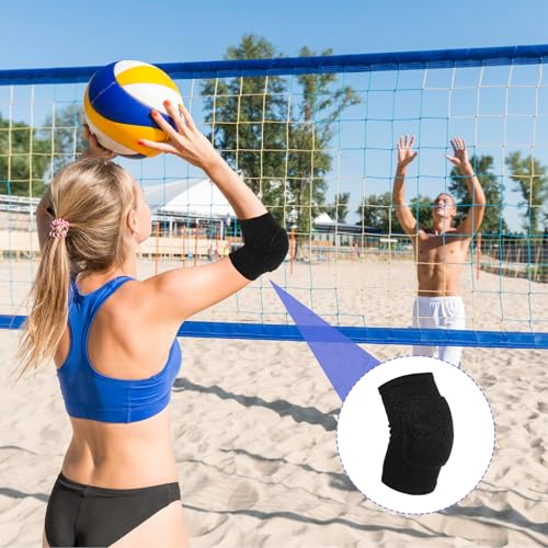 1 Pair Tandem Volleyball Elbow Pads, Arm Brace Pads Elbow Protector Strap Support Fitness Arm Protector Compression Breathable with Padded for Men and Women (Black, S, Suitable weight:110-176lb)