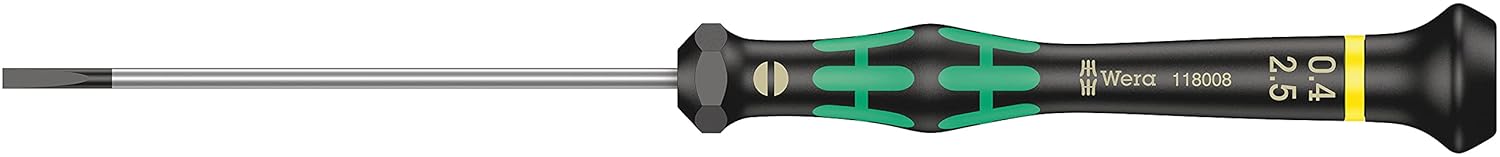 Wera 2035/6 Electronics Screwdriver Set - 6-Piece Kraftform Micro Slotted & Phillips with Rack