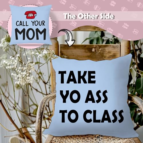 Funny Call Your Mom Pillow Cover 18x18 - Cozy Flannel Dorm Decor