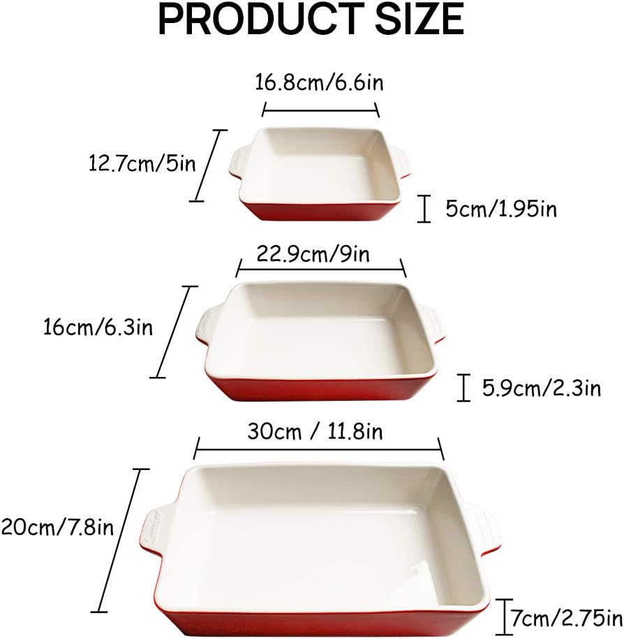 Sweejar Ceramic Bakeware Set - Rectangular Lasagna Dish for Oven | 11.8 x 7.8 x 2.76 Inches - Navy