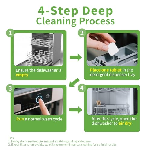 OrientLeaf Dishwasher Cleaner Tablets, 24-Pack, Descaler & Deodorizer