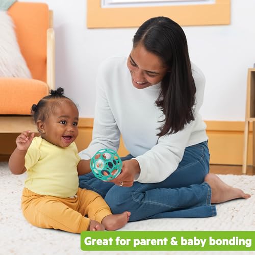 Bright Starts Oball Easy-Grasp Rattle - Teal Infant Sensory Toy