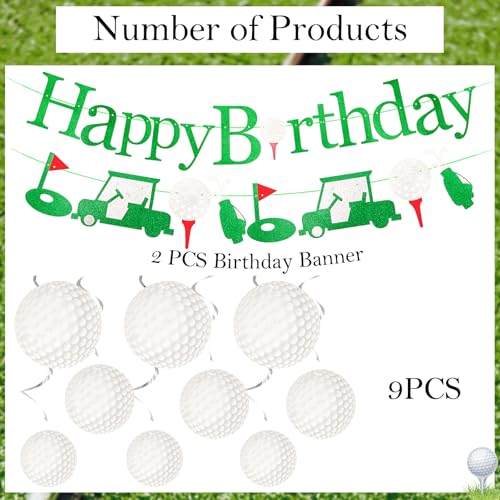 Golf Birthday Party Decorations Set - Banners & Hanging Swirls