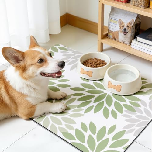 Findosom Floral Dish Drying Mat - 12" x 20" Ultra Absorbent Coffee Mat